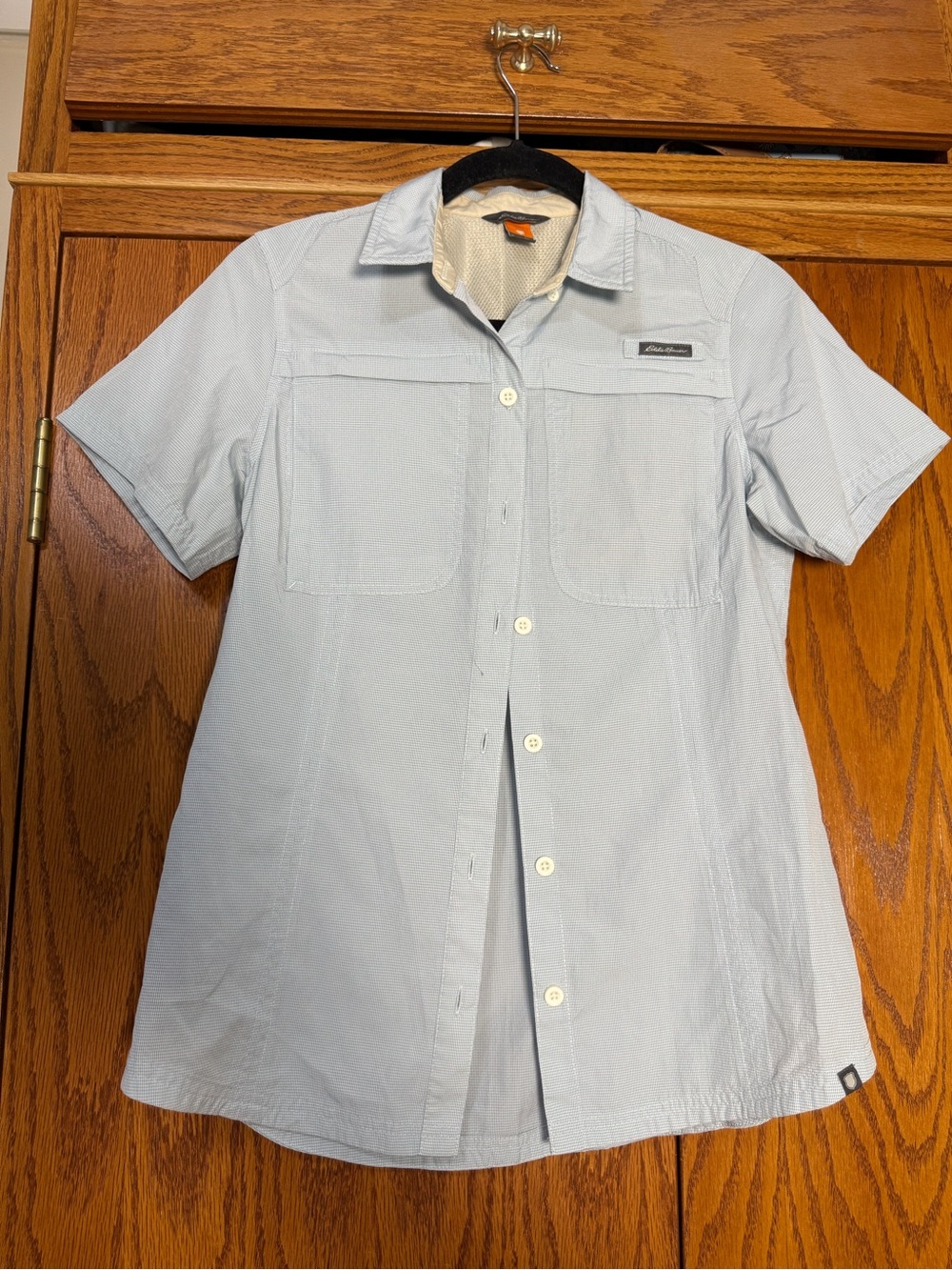 Eddie Bauer Light Blue Short-Sleeve Casual Button-Down Shirt